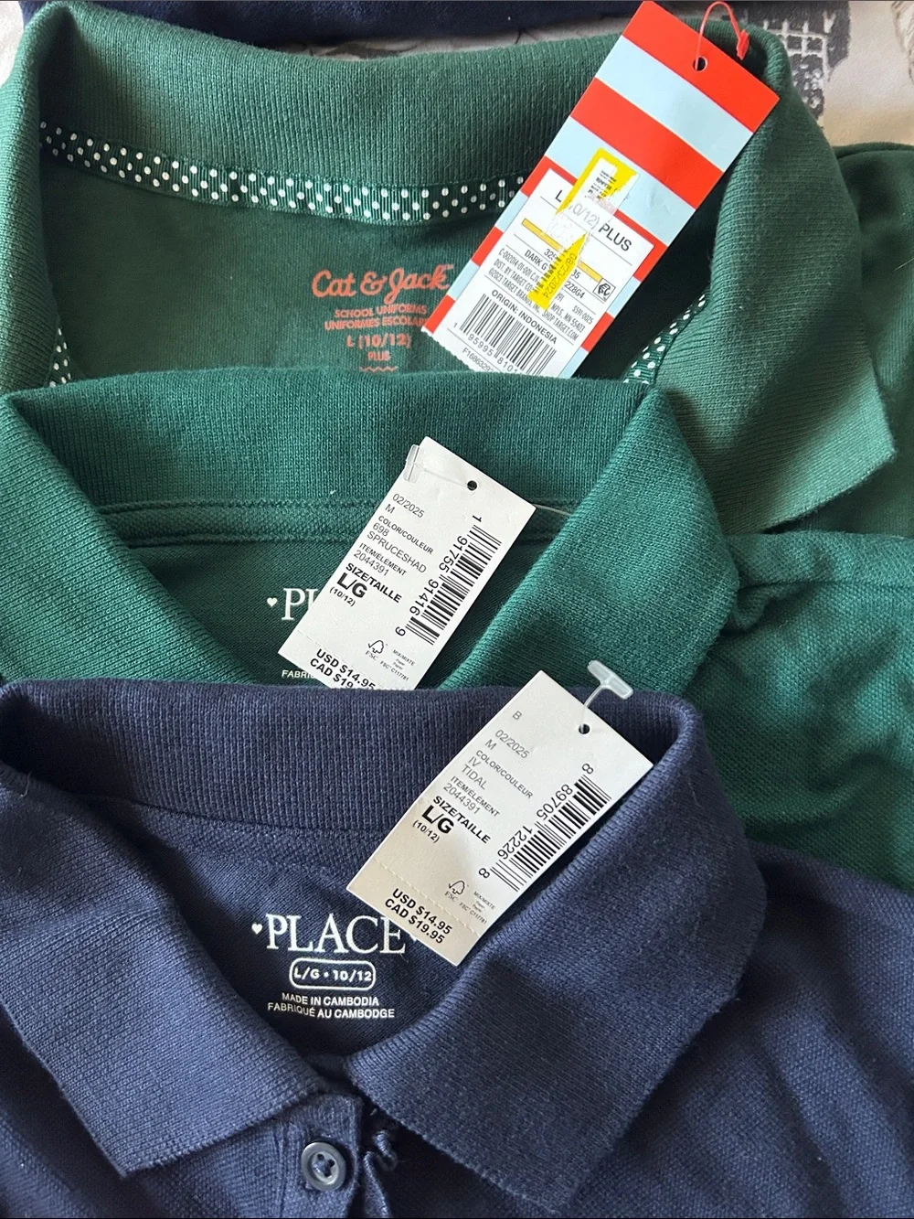 The Children's Place uniform Girls' Polo Shirt Set - Forest Green & Navy